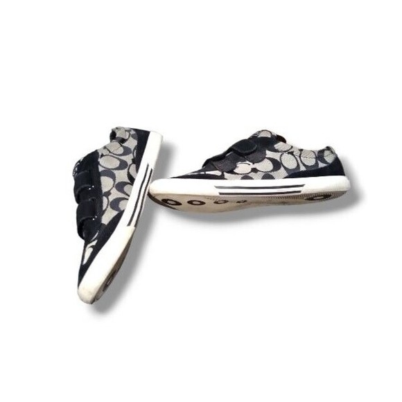 Coach New York Size 6.5 B Womens Priya Black Signature Print Strap Sneakers GUC - Picture 12 of 16